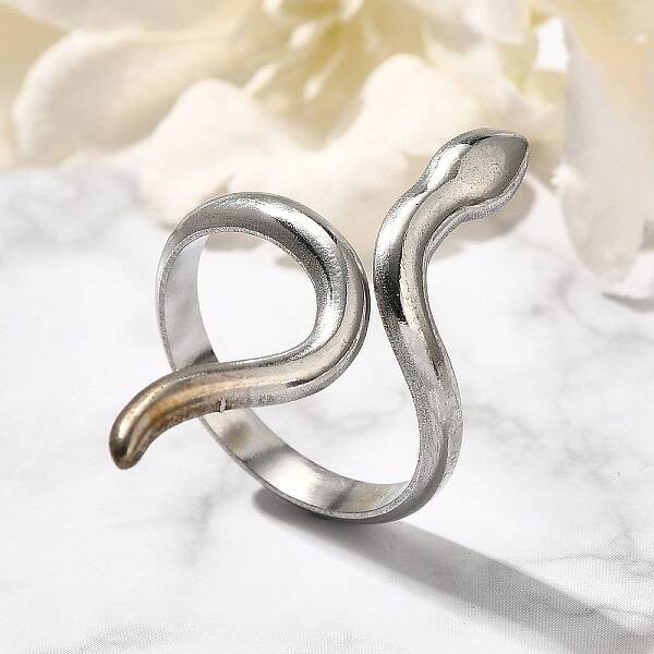 Snake 304 Stainless Steel Open Cuff Rings for Women
