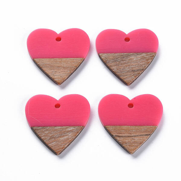 Opaque Resin & Walnut Wood Pendants