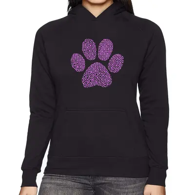 XOXO Dog Paw - Women's Word Art Hooded Sweatshirt - Blue - X-Large