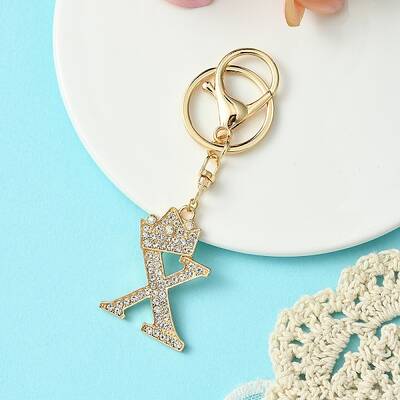 Golden Alloy Rhinestone Keychain