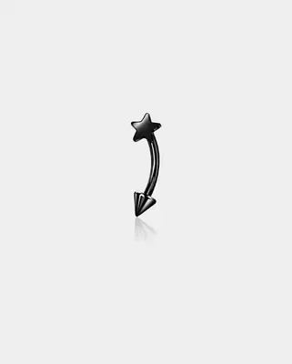 Star Curved Titanium Eyebrow Ring - Black