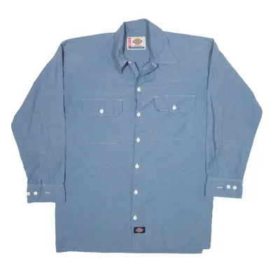 DICKIES Worker Shirt Blue Short Sleeve Mens M