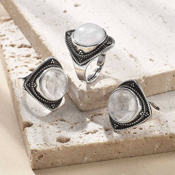 Natural Quartz Crystal Adjustable Rings