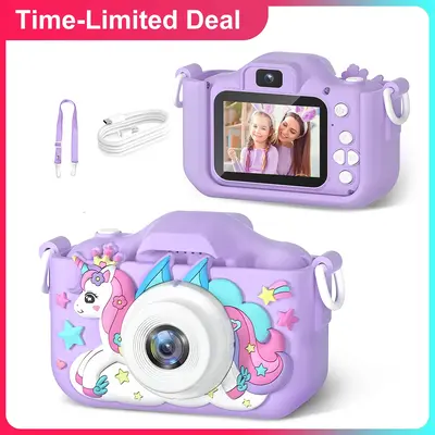 1080P Kids Camera with Selfie Mode – HD Video Camcorder with Cute Silicone Case, Rechargeable, Perfect Gift for Girls & Boy...