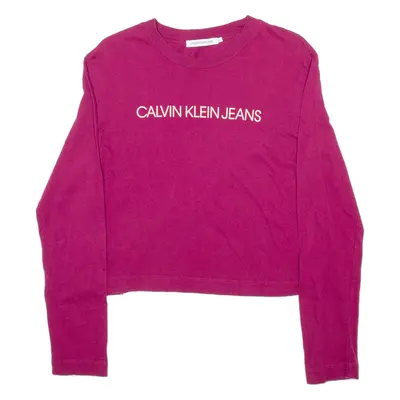 CALVIN KLEIN Womens T-Shirt Purple Long Sleeve XL