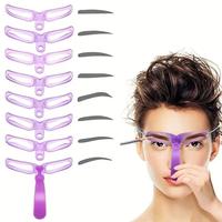 8pcs/set 8 Style Handheld Eyebrow Stencil Set With Holder, Eyebrow Shaping Kit, Reusable Eyebrow Stencil, Brow Stencil for Sh...