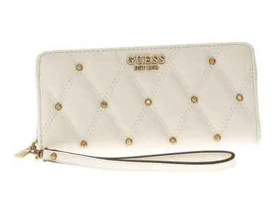 Guess, SLG Large Zip Around Fabric Wallet SWQS8553460 Ivory Women's