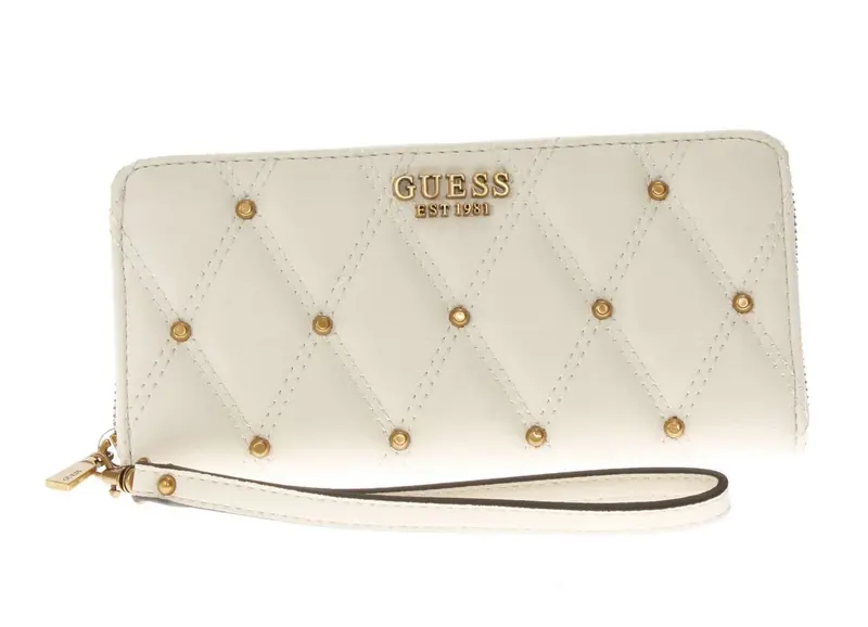 Guess, SLG Large Zip Around Fabric Wallet SWQS8553460 Ivory Women's