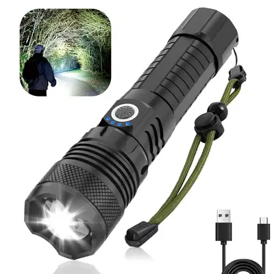 Victoper LED Flashlights, High Powered 10000 Lumens Super Bright Tactical Flashlight, Rechargeable, 5 Modes Zoomable Waterpro...