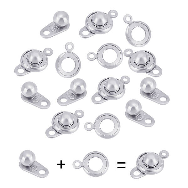 50 Sets 201 Stainless Steel Snap Clasps