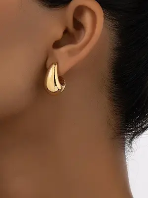 Women's Elegant Water Drop Shaped Stud Earrings, 1 Pair Minimalist Retro Trendy Stud Earrings, Vintage Jewelry for Daily & Pa...
