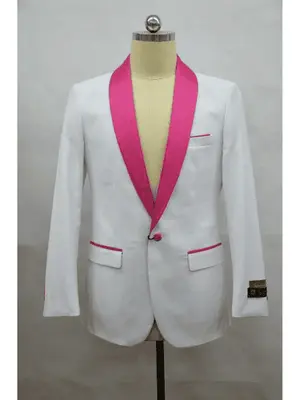 Men's Blazer White ~ Fuschia Tuxedo Dinner Jacket And Blazer Two Toned