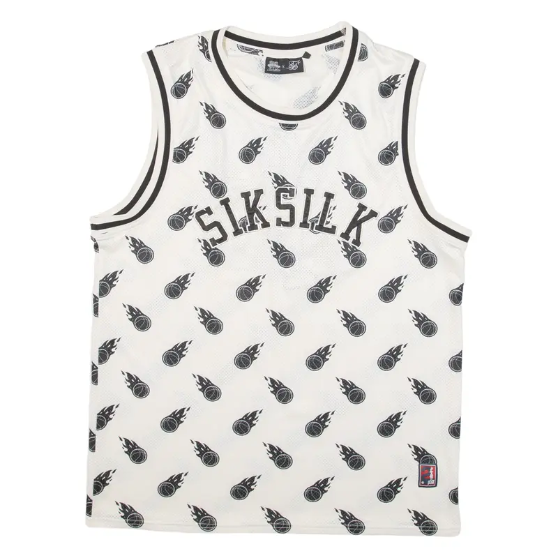 SIKSILK Space Jam Mens Jersey White Sleeveless USA L
