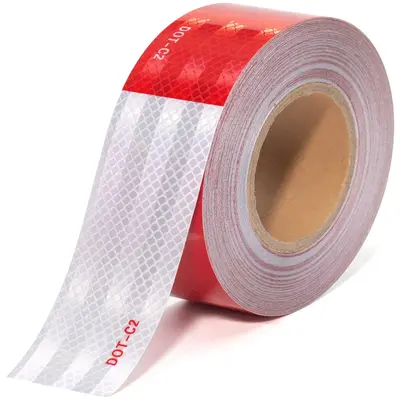 Reflective Tape 2 x 100'   – Red & White Adhesive Waterproof Tape for Trailers, Trucks, Vehicles, Driveways, Boats & Sign...