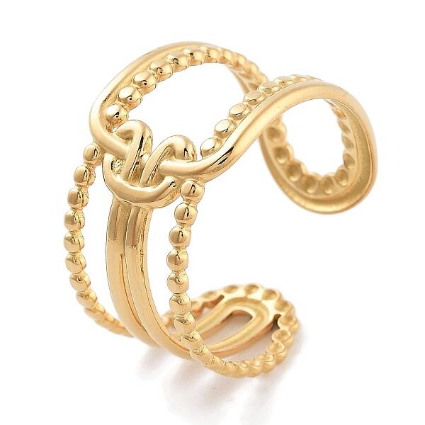 304 Stainless Steel Oval Open Cuff Rings for Women