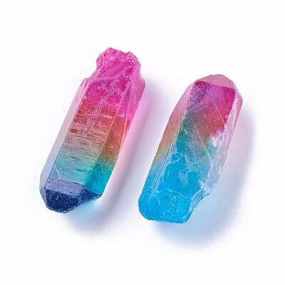 Electroplate Natural Quartz Crystal Beads