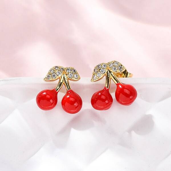 Brass Micro Pave Cubic Zirconia Stud Earrings