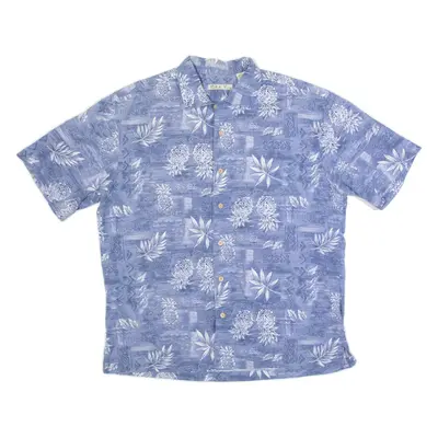 BATIK BAY Mens Hawaiian Shirt Blue Floral L