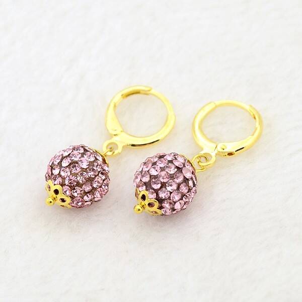 Dangling Round Ball Resin Rhinestone Earrings