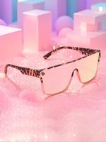 Colorblock Flat Top Tortoise Glasses, Trendy Casual Frames Glasses for Everyday Use, Fashion Accessories for Outdoor Activiti...