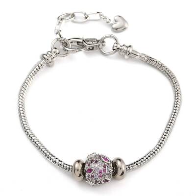 Brass Micro Pave Cubic Zirconia European Bracelets