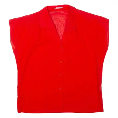 CHANTAL Womens Top Red Collared L