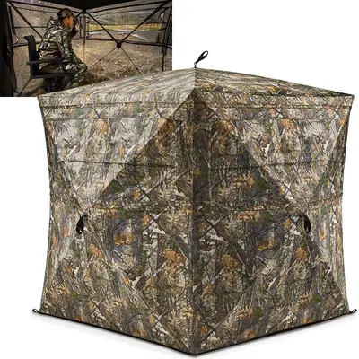 [Amazing Offer] TideWe See Through Hunting Blind, 3-4 Person Pop Up Ground Deer Blind Camping Tents Blind Hiking Blind Tents ...