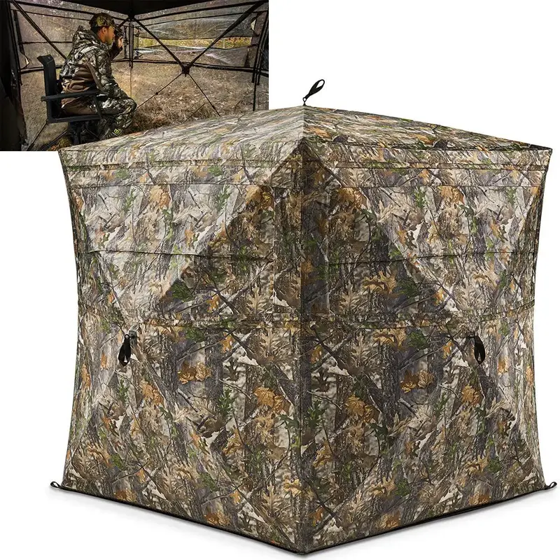 [Amazing Offer] TideWe See Through Hunting Blind, 3-4 Person Pop Up Ground Deer Blind Camping Tents Blind Hiking Blind Tents ...
