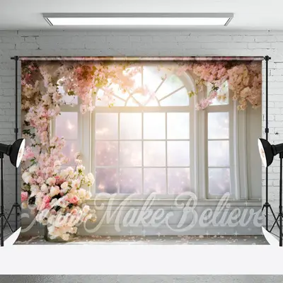 Light Color Floral Sunny Door And Window Backdrop - Aperturee
