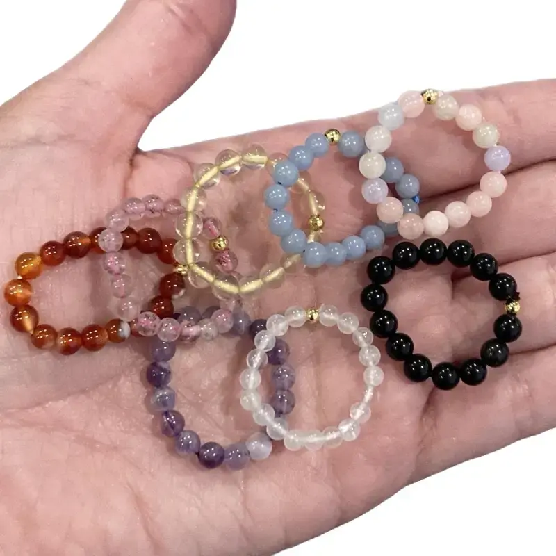 Crystal Bead Stretchy Rings elastic healing