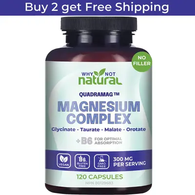 Why Not Natural Magnesium Complex Supplement - Glycinate, Orotate, Taurate and Malate for Sleep, Calm, heart, muscles and bon...
