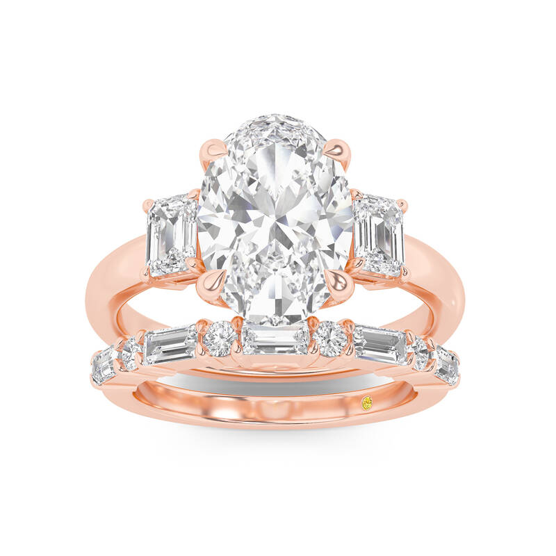 Moonbeam Lab Grown Oval Shaped Diamond Engagement Ring with the Cleo Wedding Band | 18K Rose Gold 2 1/2 ct. tw.