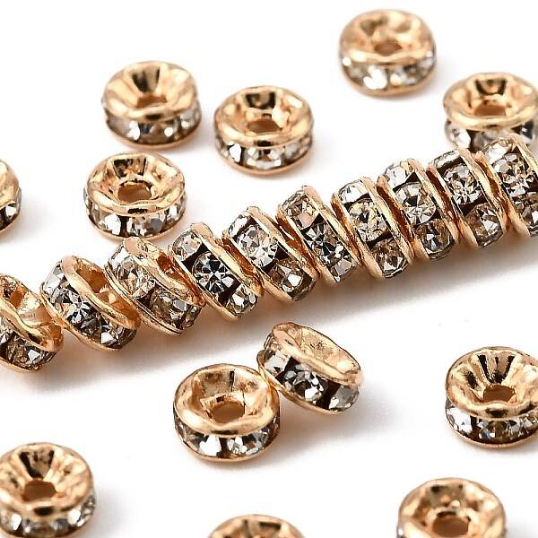 Rack Plating Brass Crystal Rhinestone Rondelle Space Beads