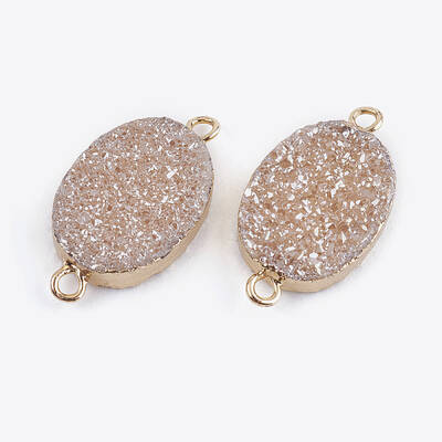 Natural Druzy Quartz Crystal Links connectors