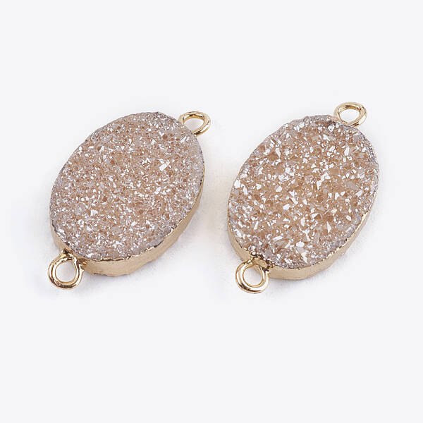 Natural Druzy Quartz Crystal Links connectors