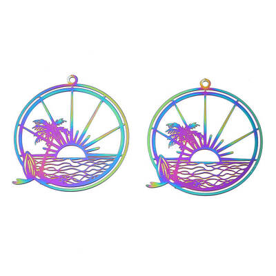Ion Plating(IP) 201 Stainless Steel Filigree Pendants