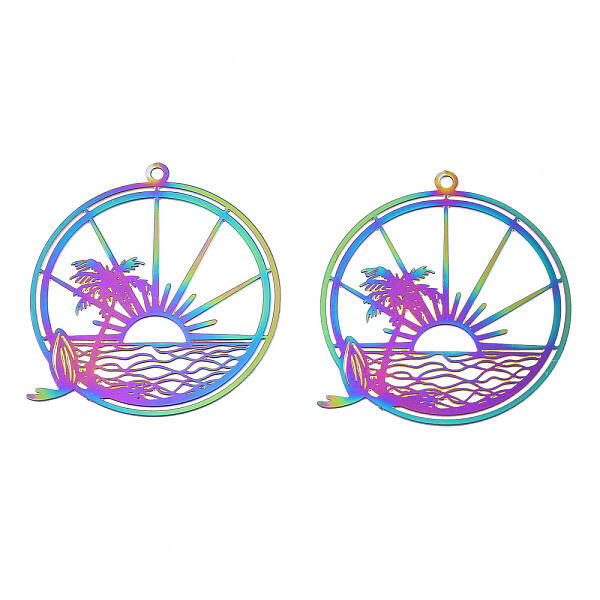 Ion Plating(IP) 201 Stainless Steel Filigree Pendants