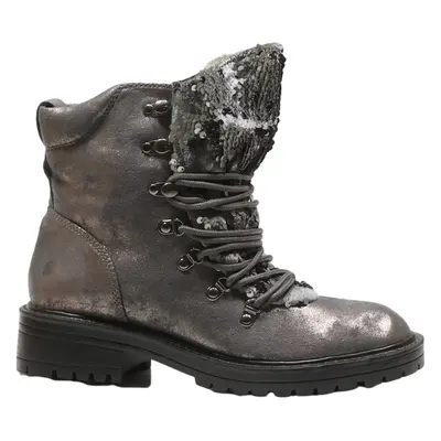 CATWALK Lace-Up Boots Silver Leather Womens UK 8