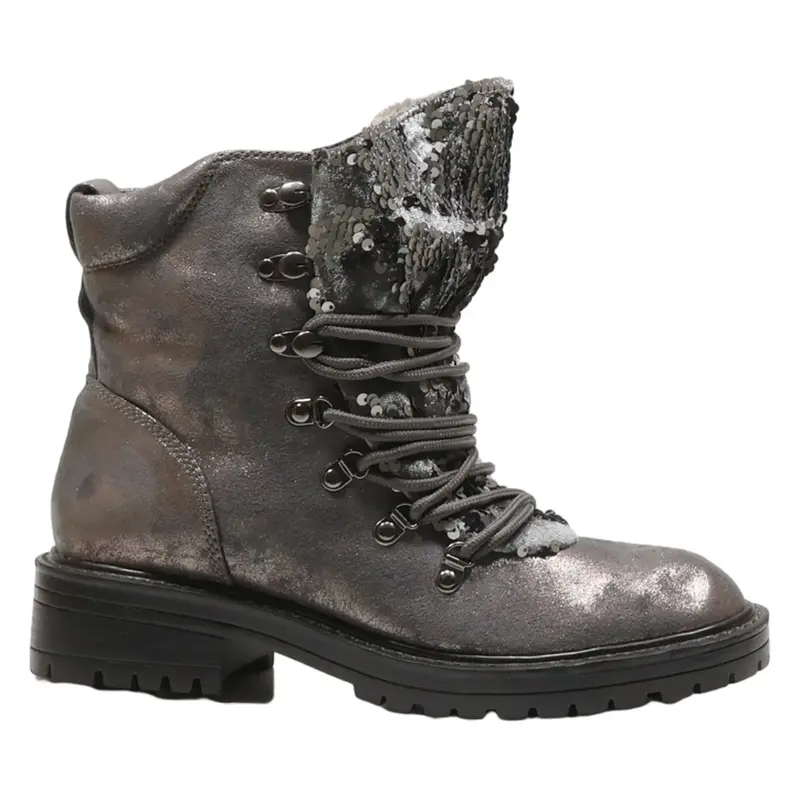 CATWALK Lace-Up Boots Silver Leather Womens UK 8