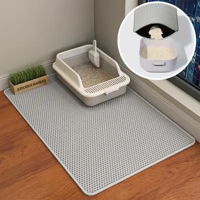 Cat Litter Mat, 35x24/24x18 Inch Double Layer Cat Litter Box Mat, EVA Non-Slip, Waterproof Urine Proof Cat Litter Catcher Mat...