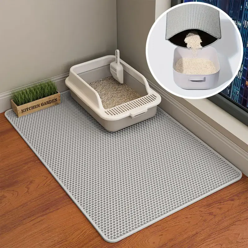 Cat Litter Mat, 35x24/24x18 Inch Double Layer Cat Litter Box Mat, EVA Non-Slip, Waterproof Urine Proof Cat Litter Catcher Mat...