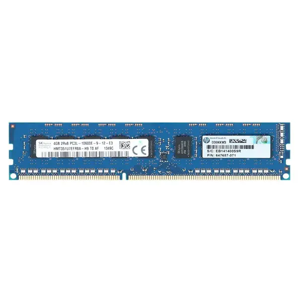 Hynix HMT351U7EFR8A-H9 | 4GB DDR3-1333MHz PC3-10600 ECC Unbuffered UDIMM CL9 2Rx8 1.35V 240-Pin Memory Module