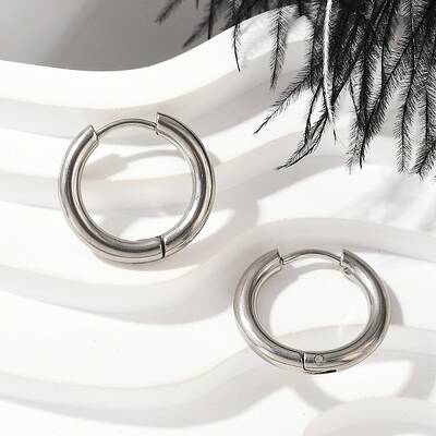 202 Stainless Steel Huggie Hoop Earrings