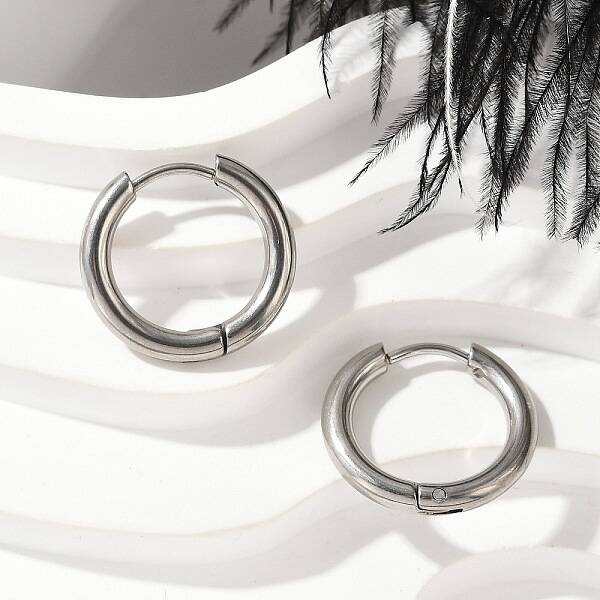 202 Stainless Steel Huggie Hoop Earrings