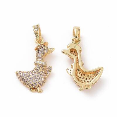 Brass Micro Pave Clear Cubic Zirconia Pendants