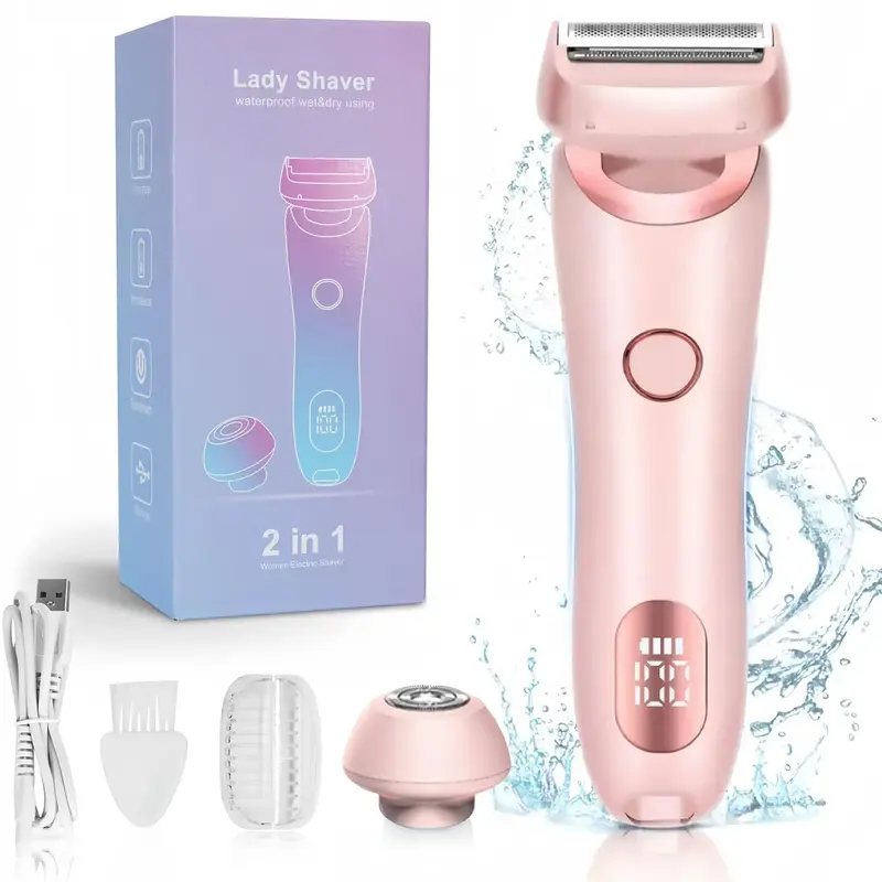 Electric Body Hair Shaver for Women, 2-in-1 Electric Body Shaver for Women's Legs Underarm Facepubic Hairs, Cordless Trimmers...