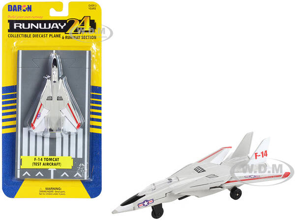 Grumman F-14 Tomcat Fighter Aircraft Gray with Red Stripes United States Navy Test Aircraft with Runway Section Diecast Mod...
