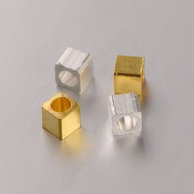 Cube Brass Spacer Beads