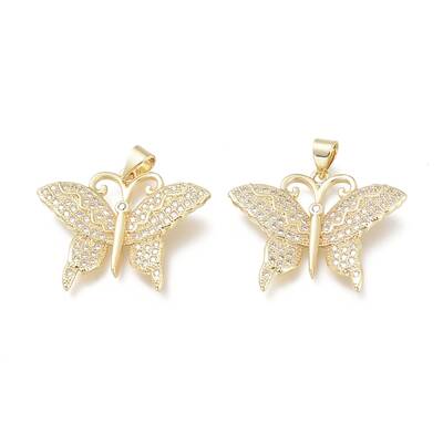 Brass Micro Pave Clear Cubic Zirconia Pendants