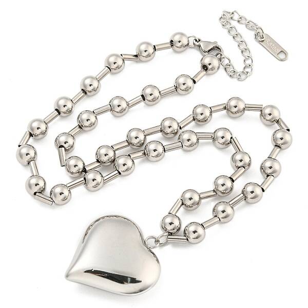 Non-Tarnish 304 Stainless Steel Heart Pendant Necklaces for Women
